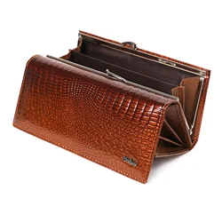 Long Women Genuine Leather Wallet Cow Leather Female Purse Luxury Brand Women's Leather Wallets Alligator Pattern Ladies Purses