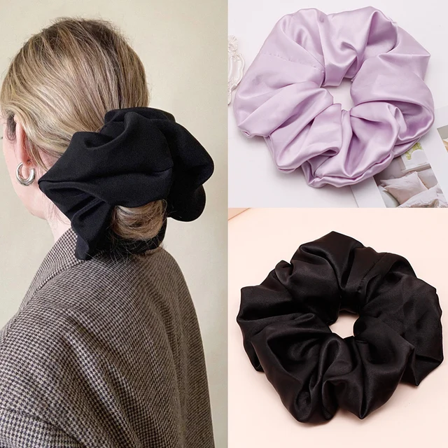 Lystrfac Stain Silk Oversize Scrunchies dla kobiet dziewczynki jednokolorowa gumka do włosów elastyczna opaska do włosów opaska do włosów akcesoria do włosów