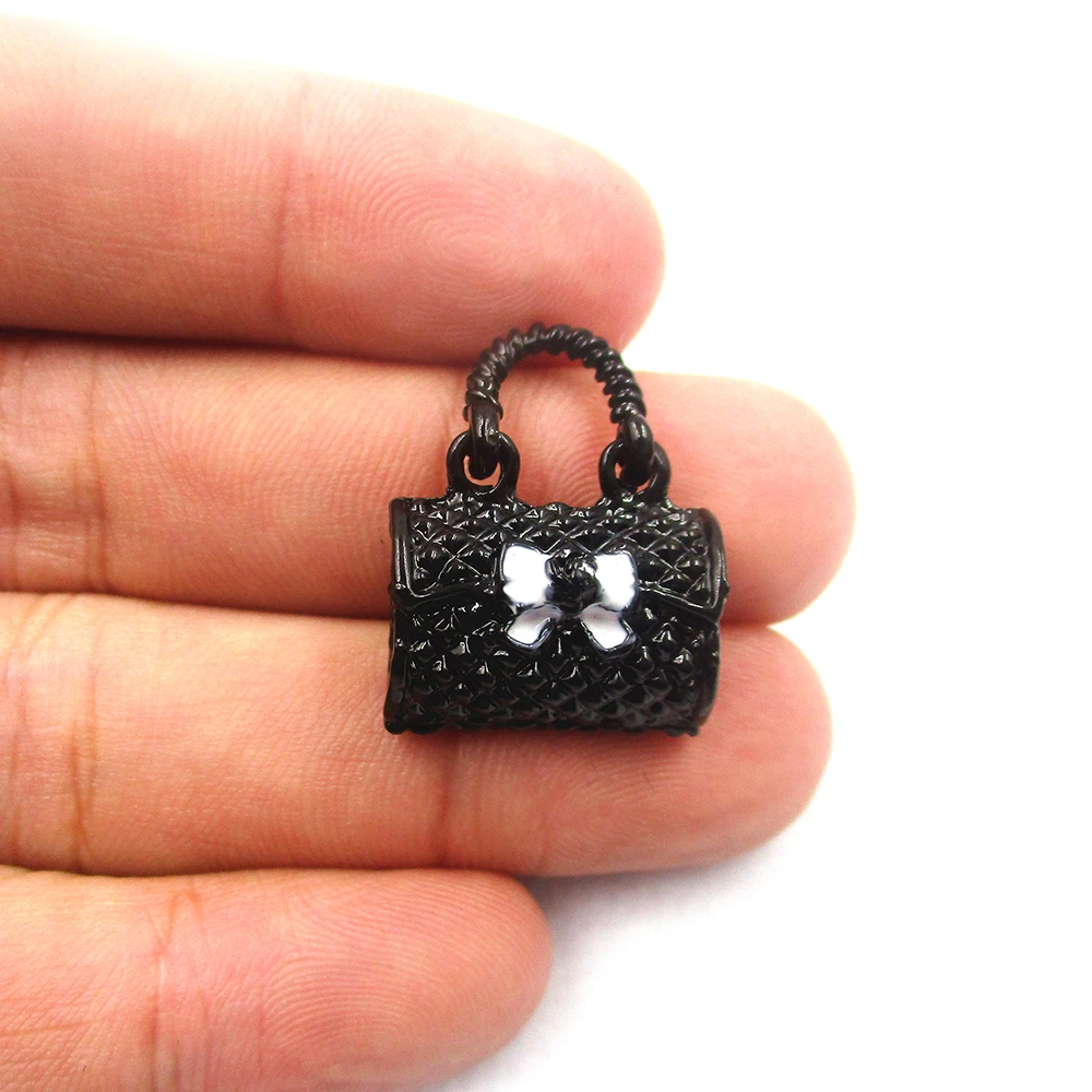 6pcs OL Style Bags With Flower Enamel Charms Clothes Handbags Alloy Pendants DIY Earring Bracelet Jewelry Accessory XL428