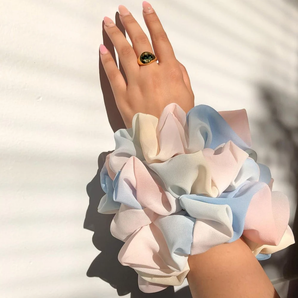 Duże tęczowe gumki do włosów elastyczne gumki do włosów kucyk Holder Multicloured ponadgabarytowe Scrunchie opaska do włosów dla dziewczynek kobiet