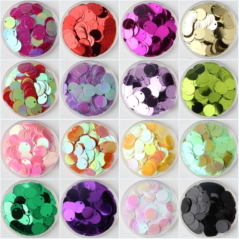 30g Paillette 10/15/20/25/30mm Large Round Edge Hole Loose Sequins for Carfs Child Dance Decoration DIY Lentejuelas Para Coser