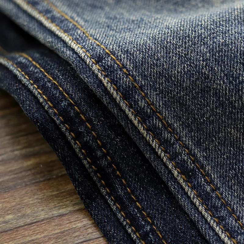 Pantalones vaqueros gruesos de algodón puro para hombre, Jeans de lápiz rectos, cónicos, informales, lavado antiguo, moda americana, Retro, Otoño,