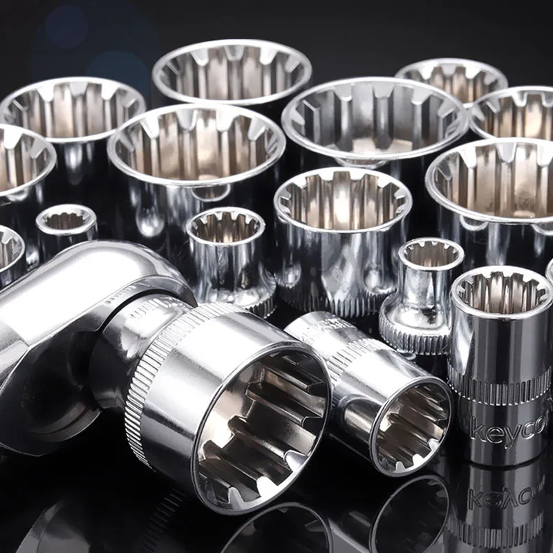 3/8 "Square Drive 12 Point Socket Bit 6-24mm chiave a cricchetto 12 denti chiave a bussola strumento manuale riparazione Auto Auto multifunzione