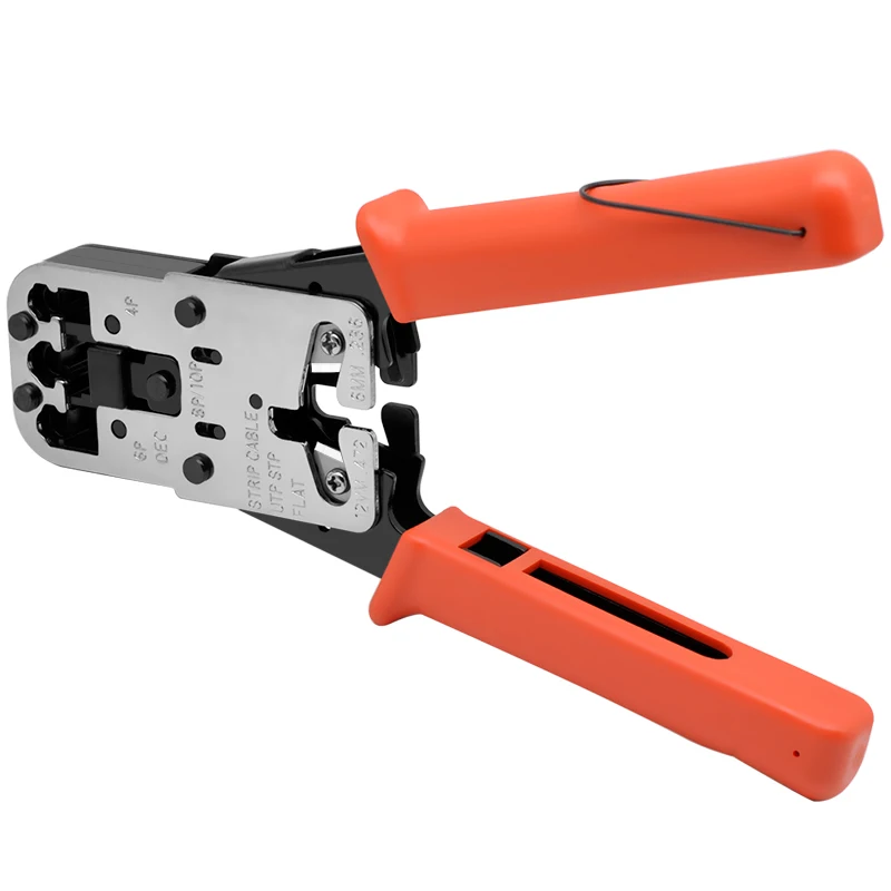 RJ45 Crimp Tool, 3-In one Rj11 Rj12 RJ9 Crimper for Crimping RJ-45 Connectors, Telephone Crystal Head, Cut and Strip Cables