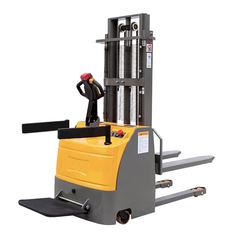 1 ton rise height 1.6 meters small stand-on drive electric forklift stacker hydraulic loading and unloading truck