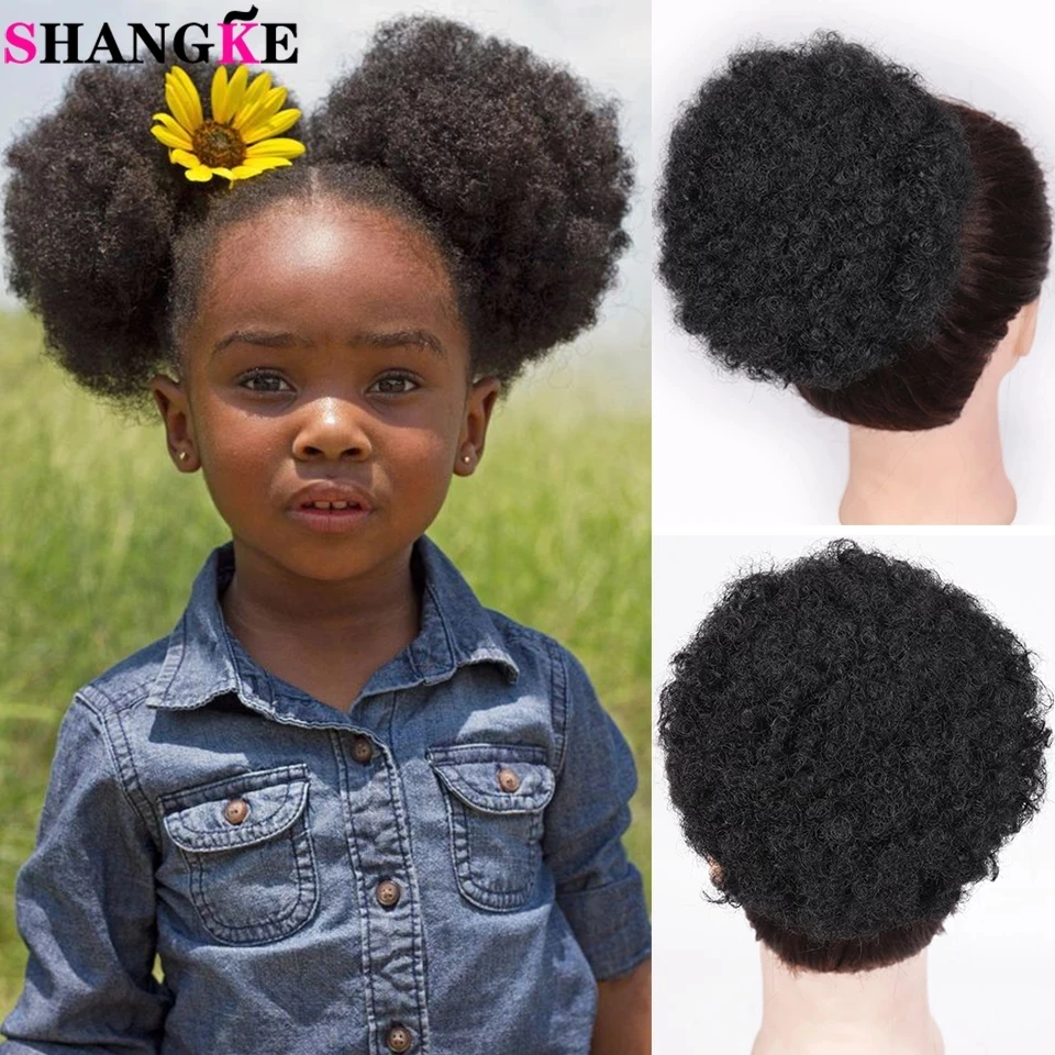 SHANGKE moño de pelo sintético, accesorios para el cabello rizado, cordón, extensión de cabello Afro, pinzas para el cabello de cola de caballo