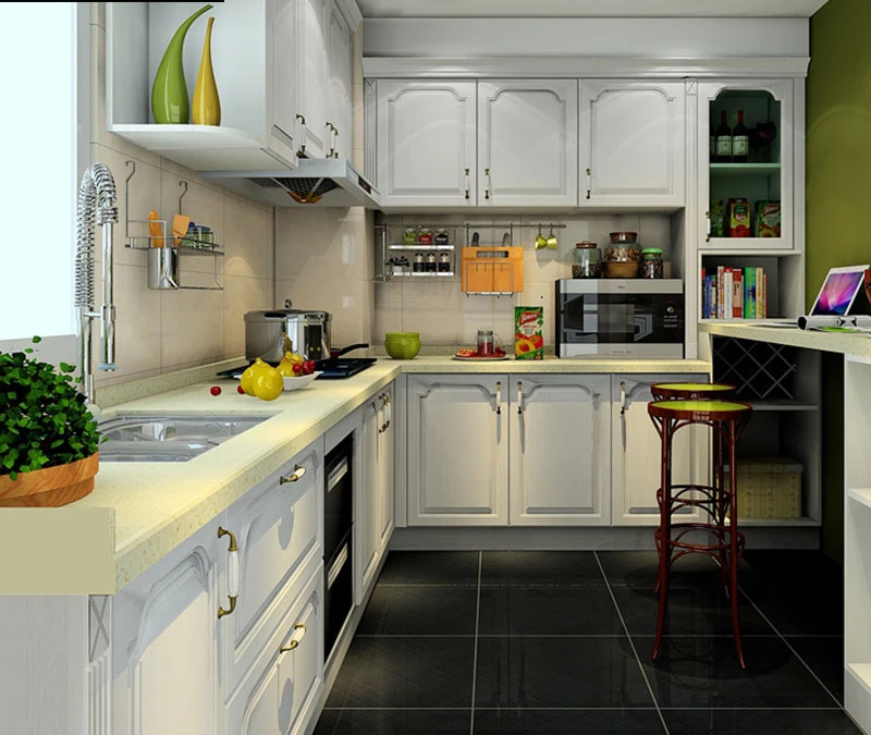 Customized cabinets Customized overall modern, simple and economical quartz stone cabinets Assemble small-sized kitchens