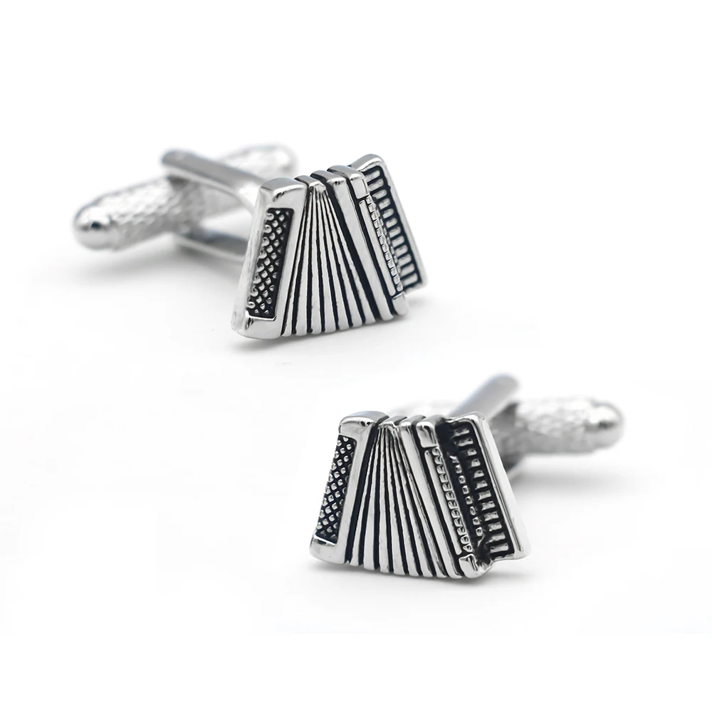 New Arrival Accordion Cuff Links Black Color Music Instruments Design Quality Brass Material Men's Cufflinks