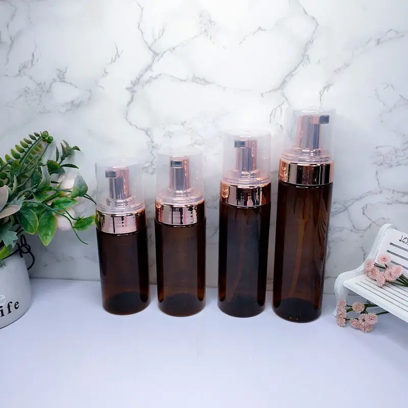 20pcs 150ml Amber Plastic Foamer Pump Bottle Shampoo Lotion Cleanser Soap Dispenser Foam Container Rose Gold Pump