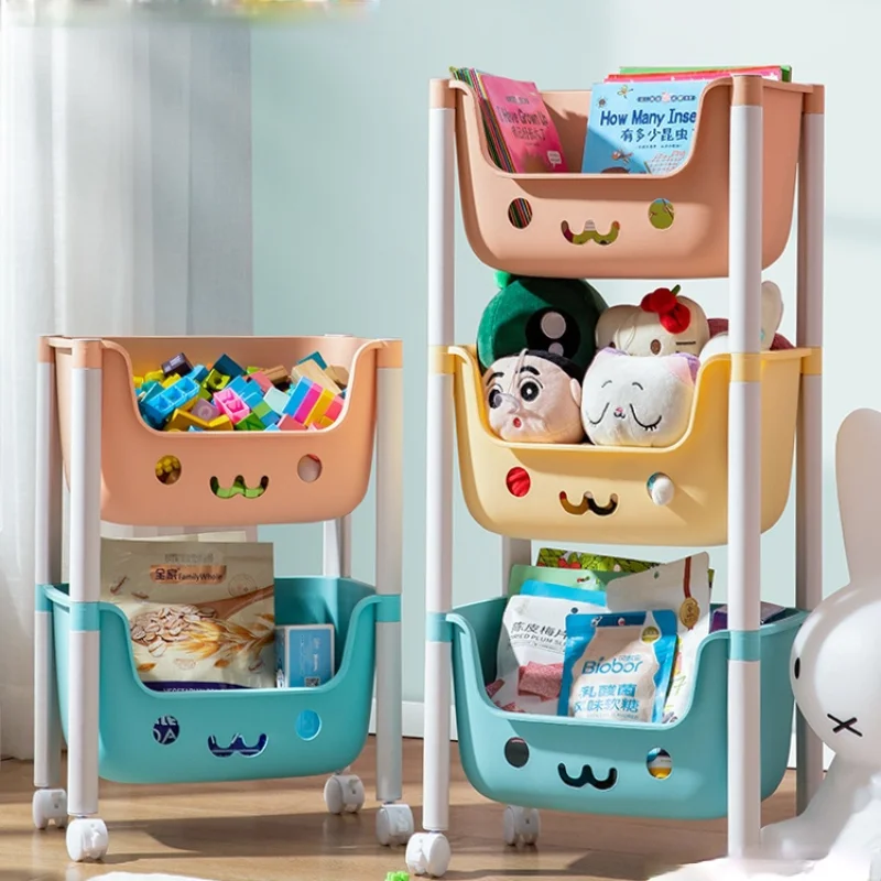 zq  Trolley Rack Children's Toy Storage Rack Household Bookshelf Picture Book Rack Movable Multi-Layer Organization Rack