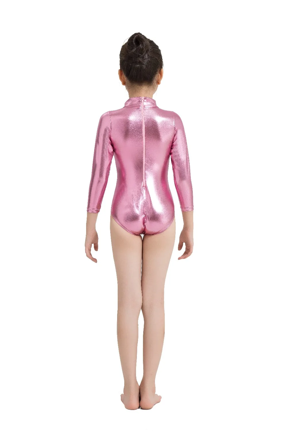 Speerise Child Long Sleeve Ballet Dance Leotards Shiny Metallic Gymnastics Dancewear Girls Toddler Turtleneck Ballroom Costumes