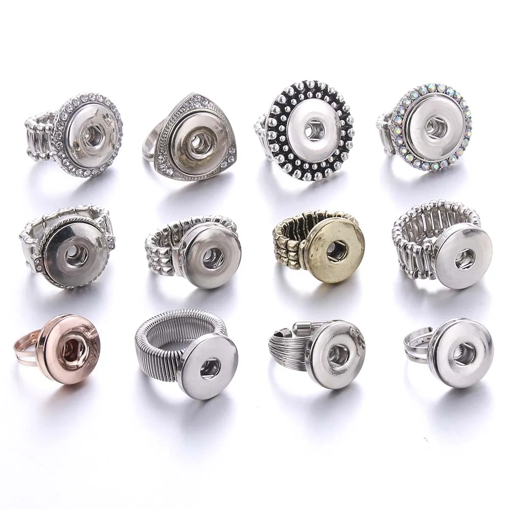 New Snap Jewelry Metal Snap Button Ring 18mm 12mm DIY Party Ring Interchangeable Rings for Women Men Rings