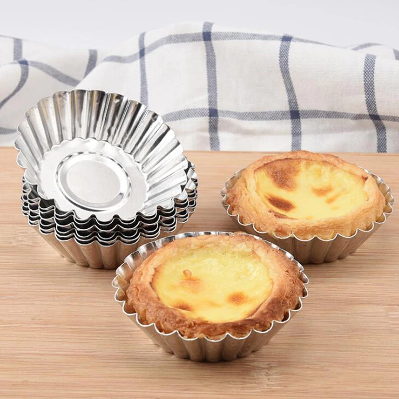 

5/10PCS Reusable Stainless Steel Cupcake Egg Tart Mold Cookie Pudding Mould Non-stick Cake Egg Baking Mold Pastry Tools