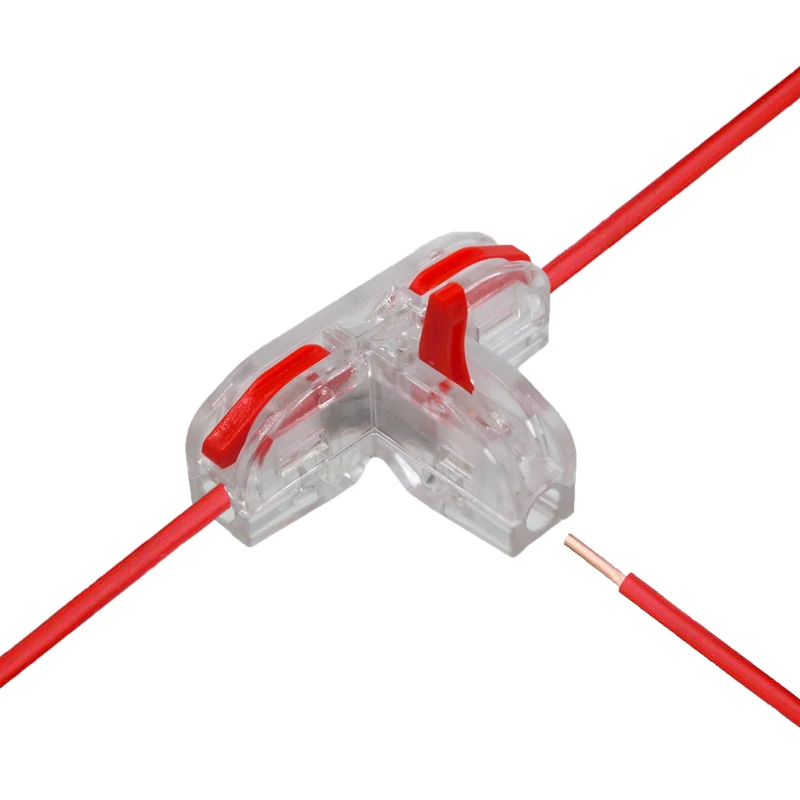 New Universal T-Type Wire Connector Quick Distribution Terminal Transparent Copper Clip Home Main Power Distributor