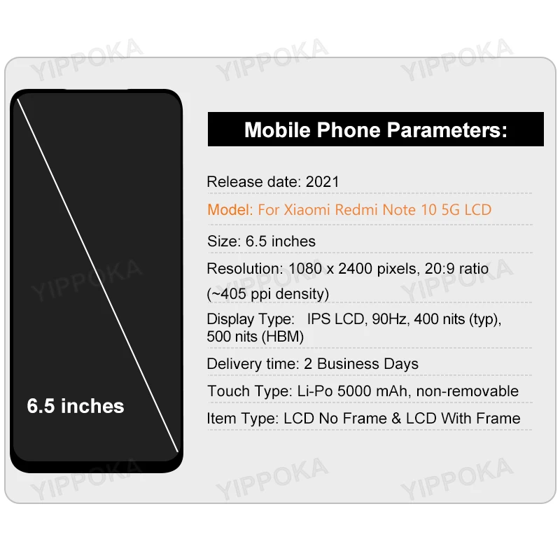 Choice For Xiaomi Redmi Note 10 5G LCD Display Digitizer For Xiaomi POCO M3 Pro 5G Touch Screen M2103K19G  LCD Replacement Parts