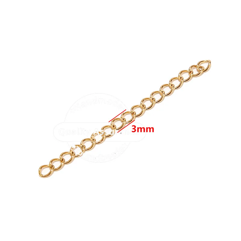 Aço inoxidável Soldado Extensão Cadeia, Extensor Colar de Ouro, Cauda Correntes para Fazer Jóias DIY, 5cm, 50Pcs