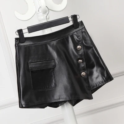 Top brand skirt Irregular Leather A-line Wrap Hip Skirt  high quality