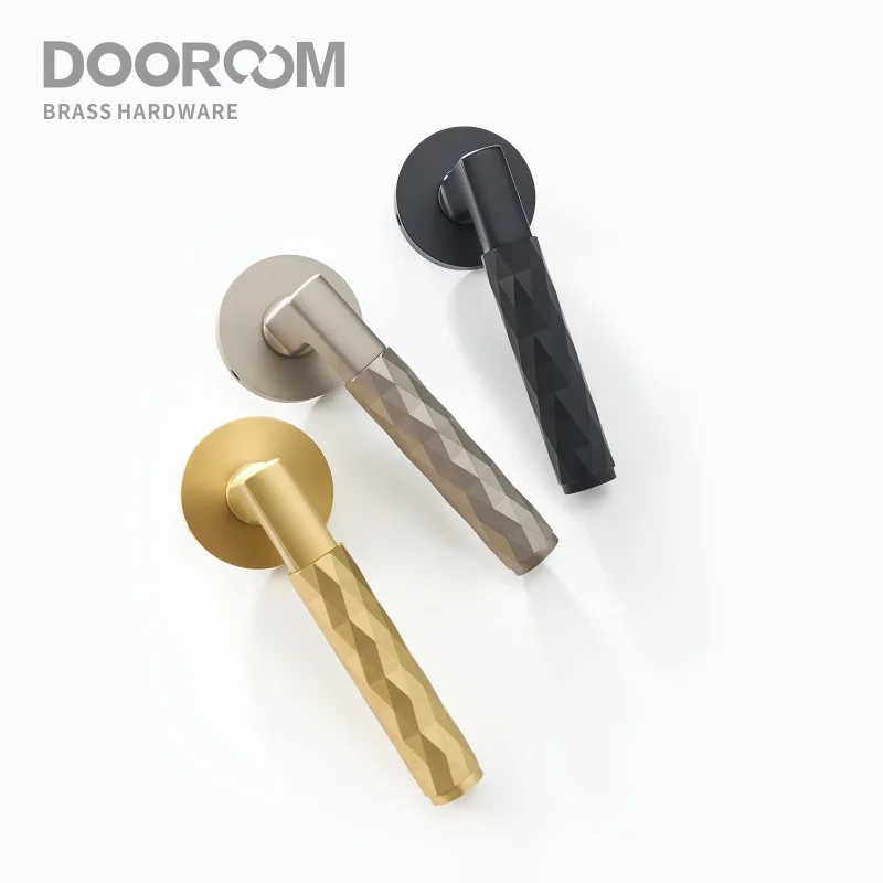 

Dooroom Brass Door Lock Set Modern Black Nickel Hammered Interior Bedroom Bathroom Double Wood Door Lever Dummy Privacy Passage