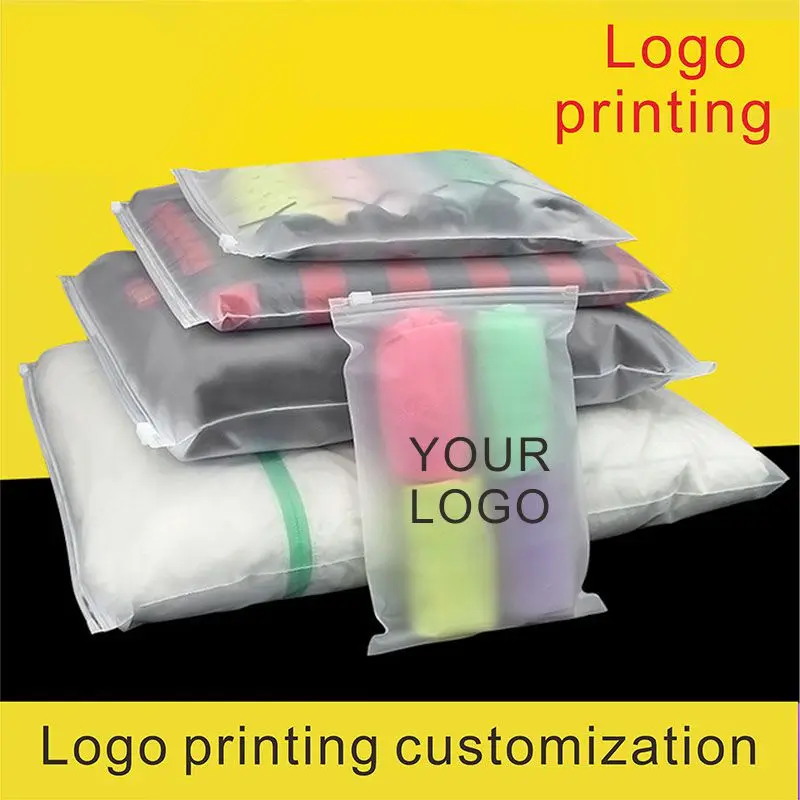 100pcs Frosted plastic packaging bag travel storage bag custom logo waterproof bag zipper lock self-sealing clothing packaging