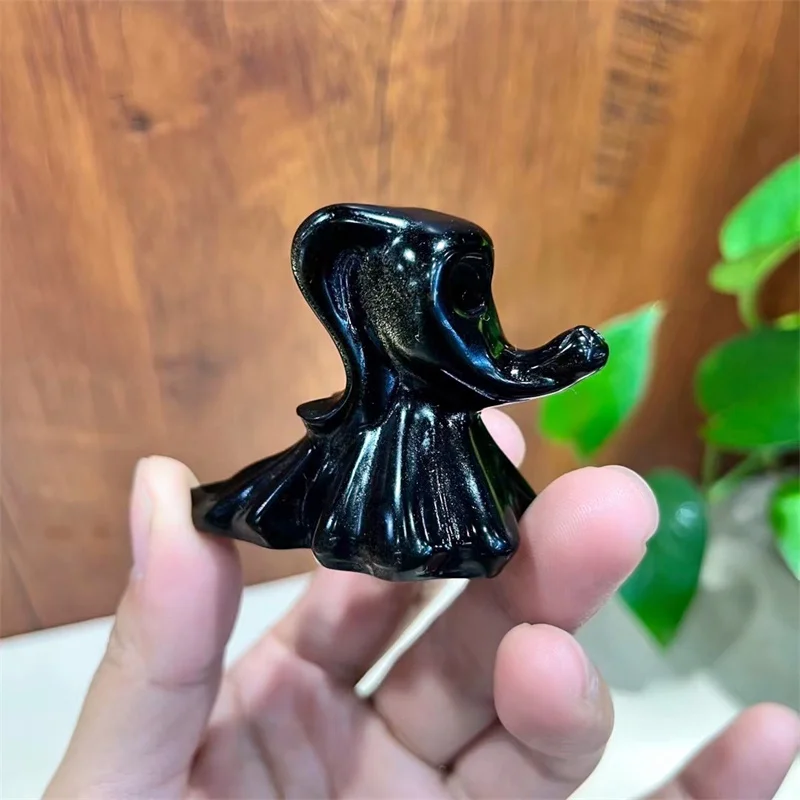 Natural Crystal Obsidian Quartz Ghost Specter Dog Carved Crystal Handmade Energy Home Ornaments Healing Room Decor