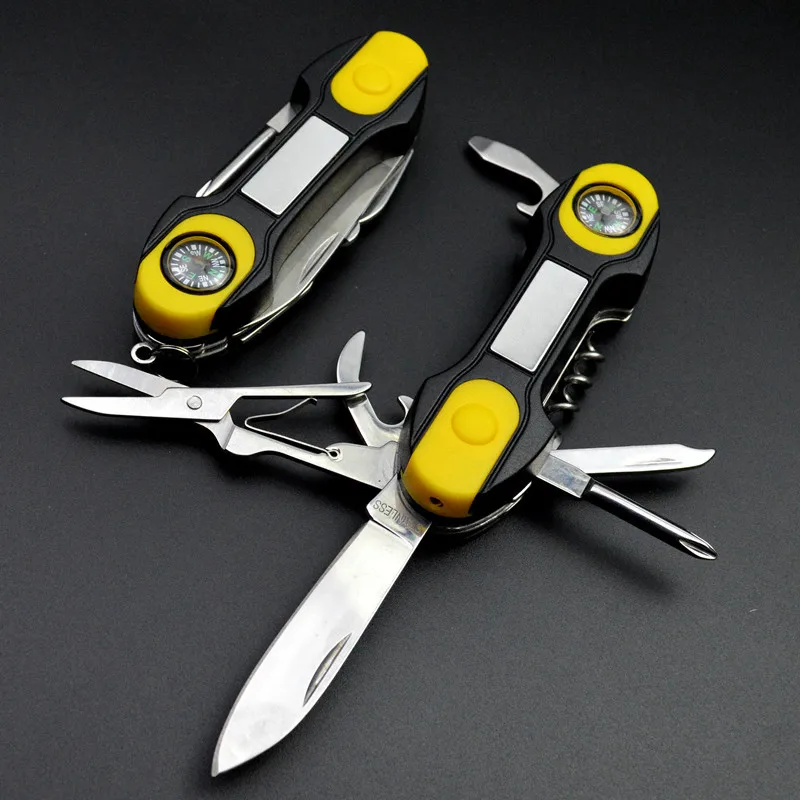 Outdoor stainless steel multipurpose tools, Multi-purpose folding knife, Swiss Knife, Camping knife,compass