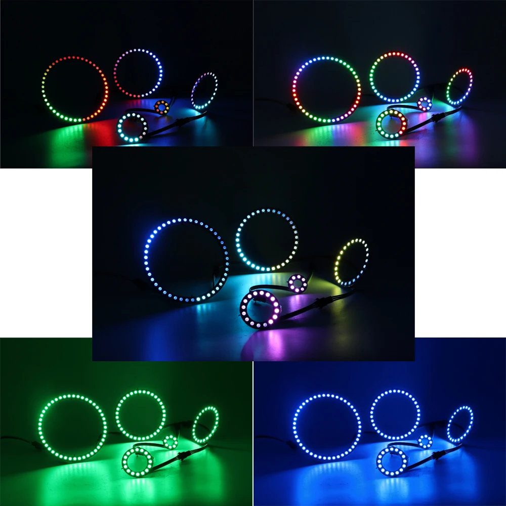 Imagem -06 - Led Pixel Ring Controller Kit Usb Endereçável Individualmente Ws2812 ic Luzes Integradas Dc5v Sp110e 16 24 35 45leds Ws2812b