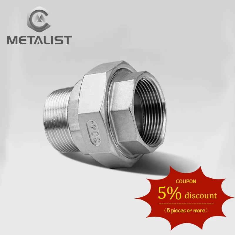 

METALIST 1.5"DN40 BSP Female & DN40 Male Thread SS304 Union Pipe Fitting Connector Adapter Coupler For Water Gas Oil