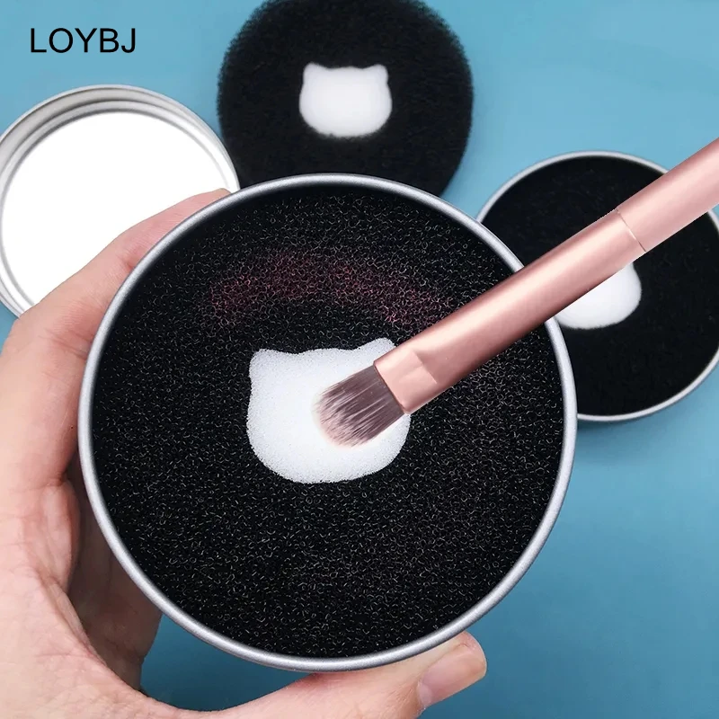 LOYBJ Makeup Brushes Cleaner Sponge Box Dry Cleaning Tool Blush Eyeshadow Eyebrow Powder Brush No-wash Quick Remove Appliance