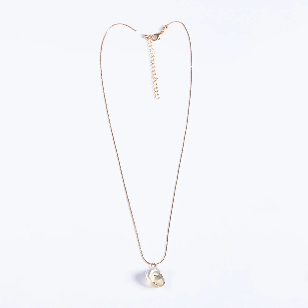 2024 New ZA Double Layer Golden Chains Choker Necklace Women Faux Pearl Conch Pendants Jewelry Ethnic Statement Vintage Necklace