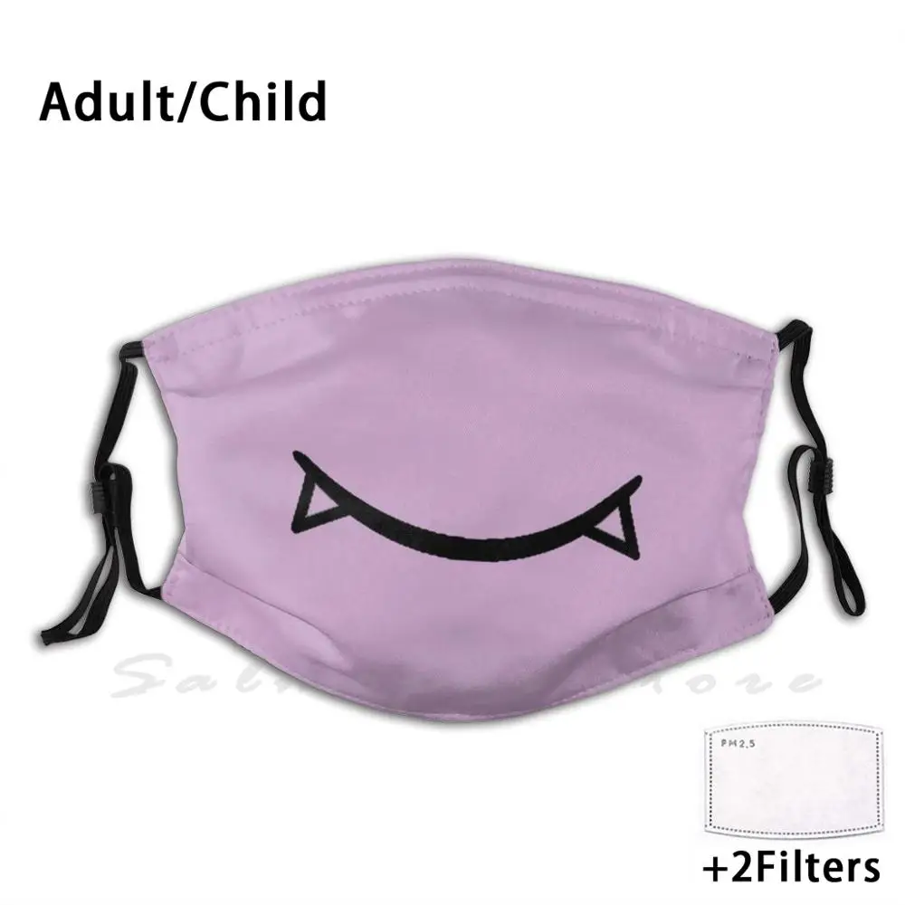 Cute Vamp Smile ( Lilac ) Print Washable Filter Anti Dust Mouth Mask Vampire Teeth Smile Sinister Cute Anime Vamp Laugh Simple