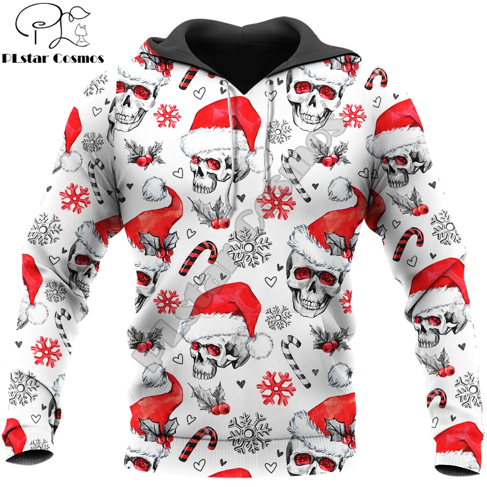 

Merry Christmas Funny Skull 3D Printing Men Autumn Hoodie Unisex Casual zipper hoodies Streetwear Jacket Tracksuits DK310