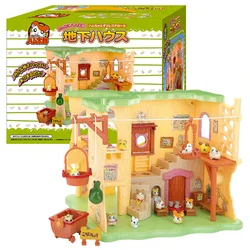 New Cute Japan Anime Hamtaro Bijou Basement Hamster House Series Figure Model Toys With 12PCS Doll Set Kids Children Gifts