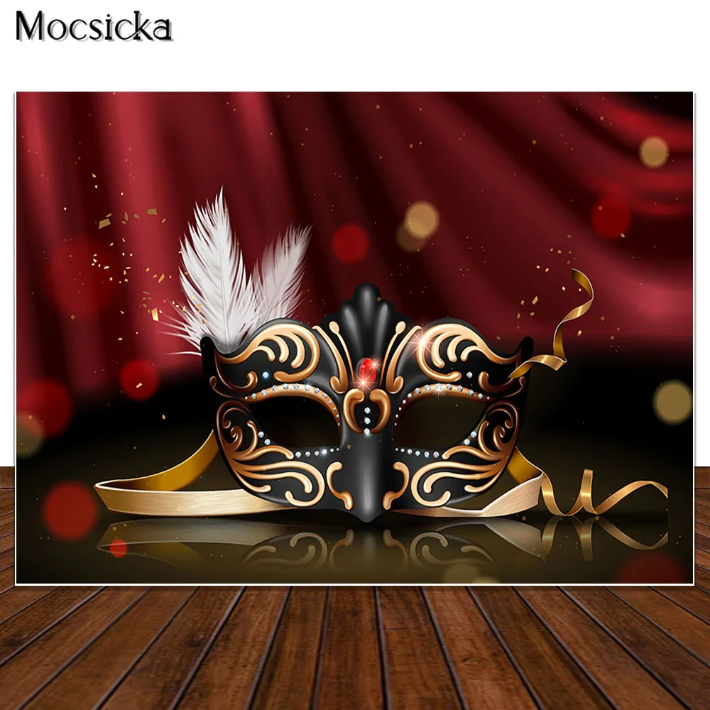 Mardi Gras Backdrop Carnival Masquerade Photography Backgrounds Mask Colorful Backdrop Party Decoration Banner Studio Props