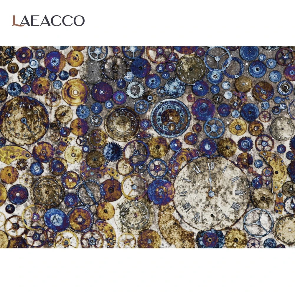 ساعة Laeacco القديمة الصدئة Steampunk الجرونج نمط التصوير خلفية الصورة الخلفيات صور دعوة استوديو الصور Photophone