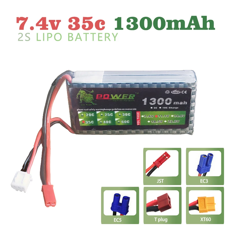 

Lipo 7,4 v 2S 1300mAh батарея Lion Power 30C MAX 35C для гоночного дрона FPV квадрокоптера радиоуправляемой машины лодки самолета вертолета аккумуляторная часть