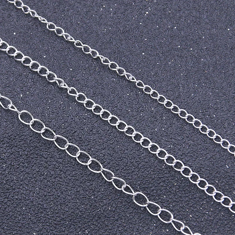 5 Meters/Lot 3 Size Polished Stainless Steel Necklace Tail Chain For DIYJewelry Making Materials Accessories Found