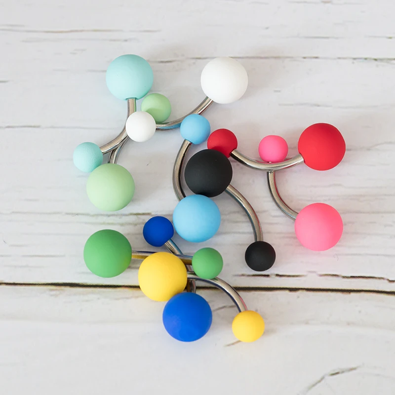 1-10pc Colorful Belly Piercing Matte Ball Navel Ring Bar Stainless Steel Belly Button Rings Stud for Women Sexy Body Jewelry 14G