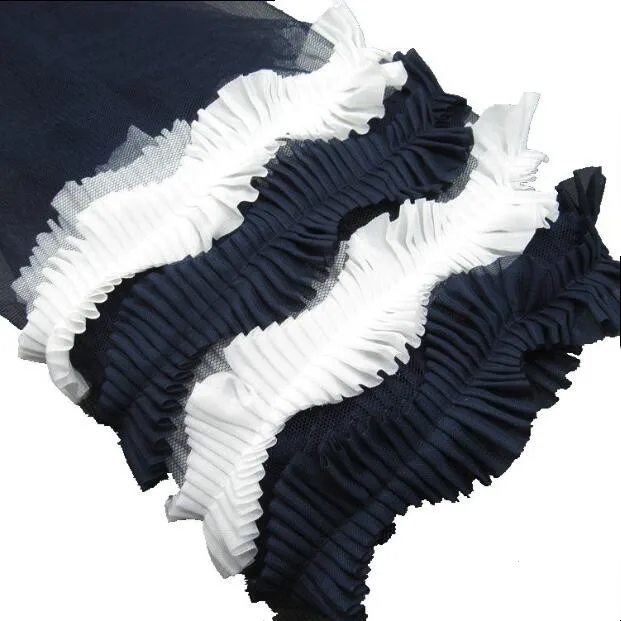 3.5cm Chiffon Pleated S Shaped White Lace Trimming DIY Apparel Sewing & Fabric Lace Tape Black Navy Blue Brown Lace Ribbons Lace