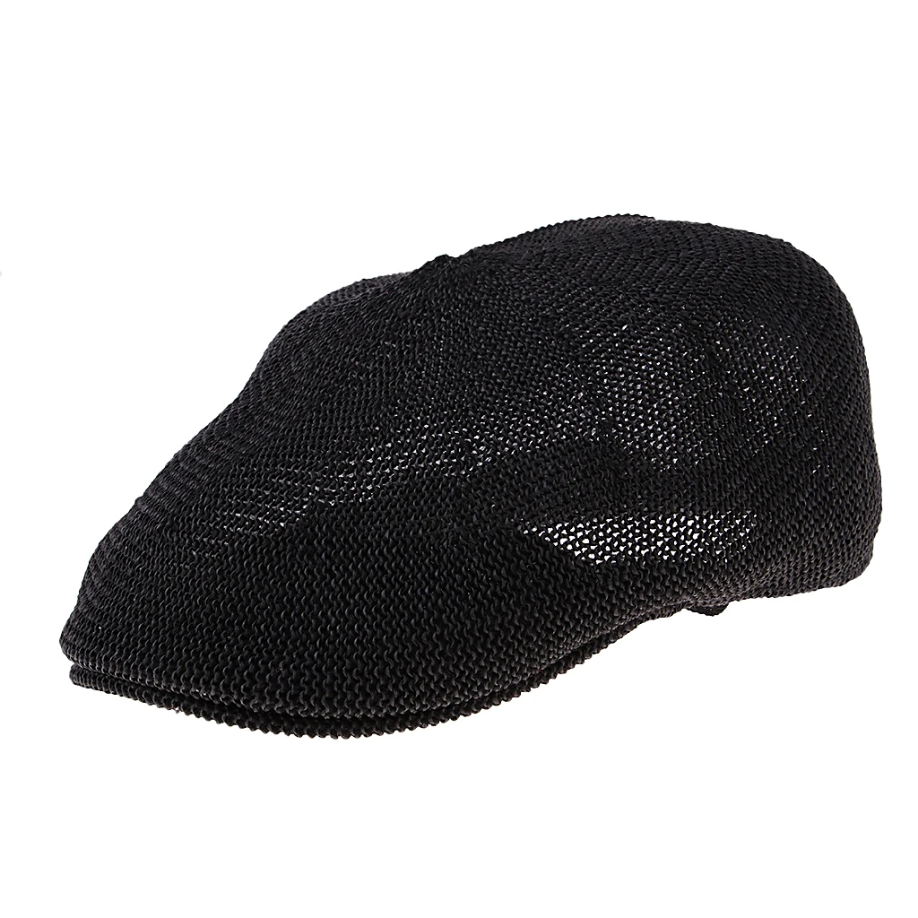 Men Breathable Summer Straw Sun Hat Newsboy Beret Ivy Cap Cabbie Flat Cap