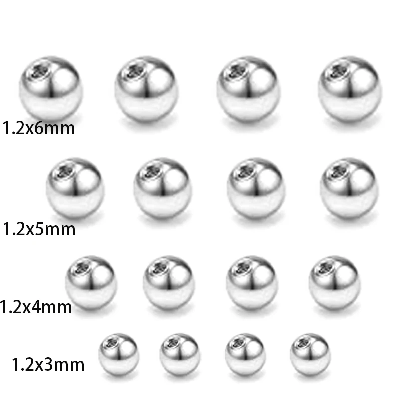 20pcs/batch of Metal Screw Barbell Replacement Accessories Ball 14G 16G Belly Button Nose Earrings Tongue and Lip Fixer Piercing