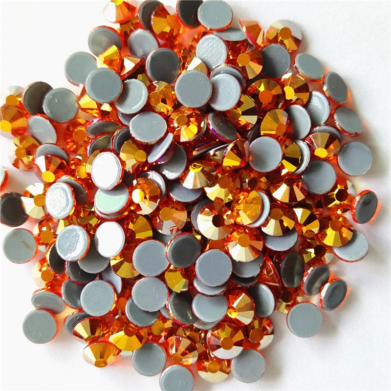 Gold Sun AB Iron On Hot Fix Rhinestones For Clothes High Quality Crystal Strass Glitters Flatback Glass Stone