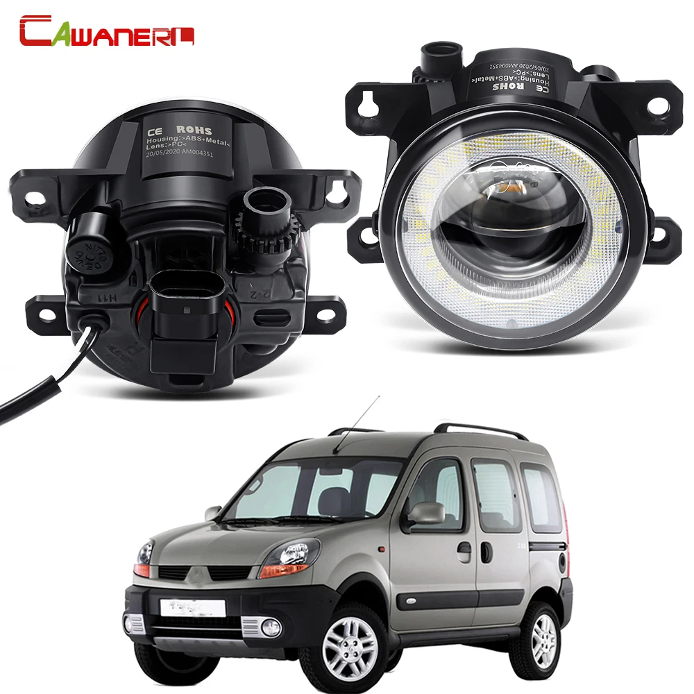 2 Pieces Car LED Fog Light Assembly Angel Eye Daytime Running Light DRL 30W 8000LM 12V For Renault Kangoo Grand Kangoo 2007-2015