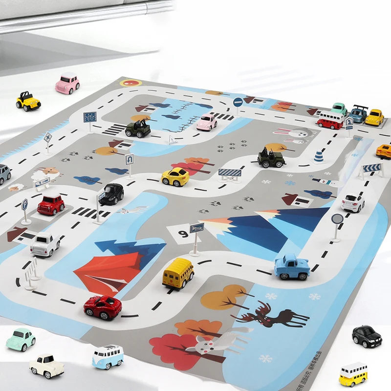 130*100CM Portable Car City Scene Traffic Highway Map Play Mat Educational Toys For Children Games Road Carpet Christmas gift