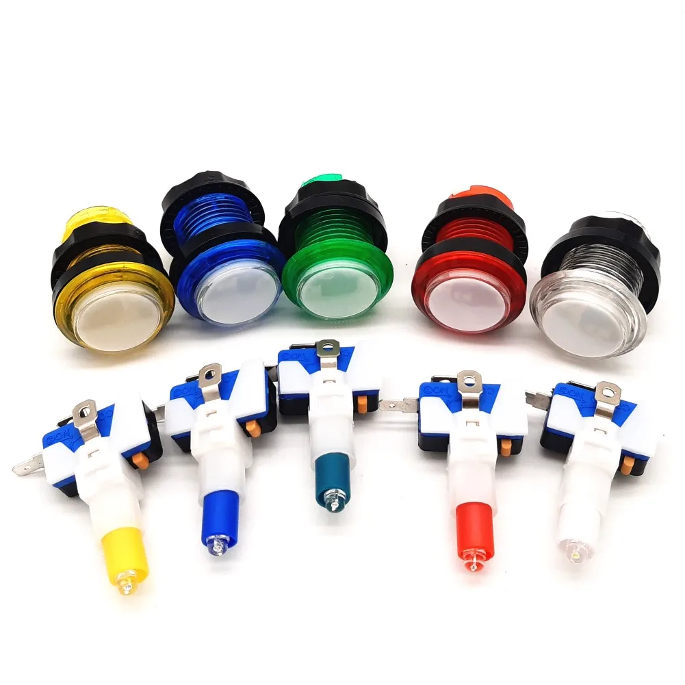 Bộ 6 Đèn Chiếu Sáng Nút Nhấn Có Microswitch Cho Chơi Game Máy, Máy Bán Hàng Tự Động, Công Tắc Nguồn