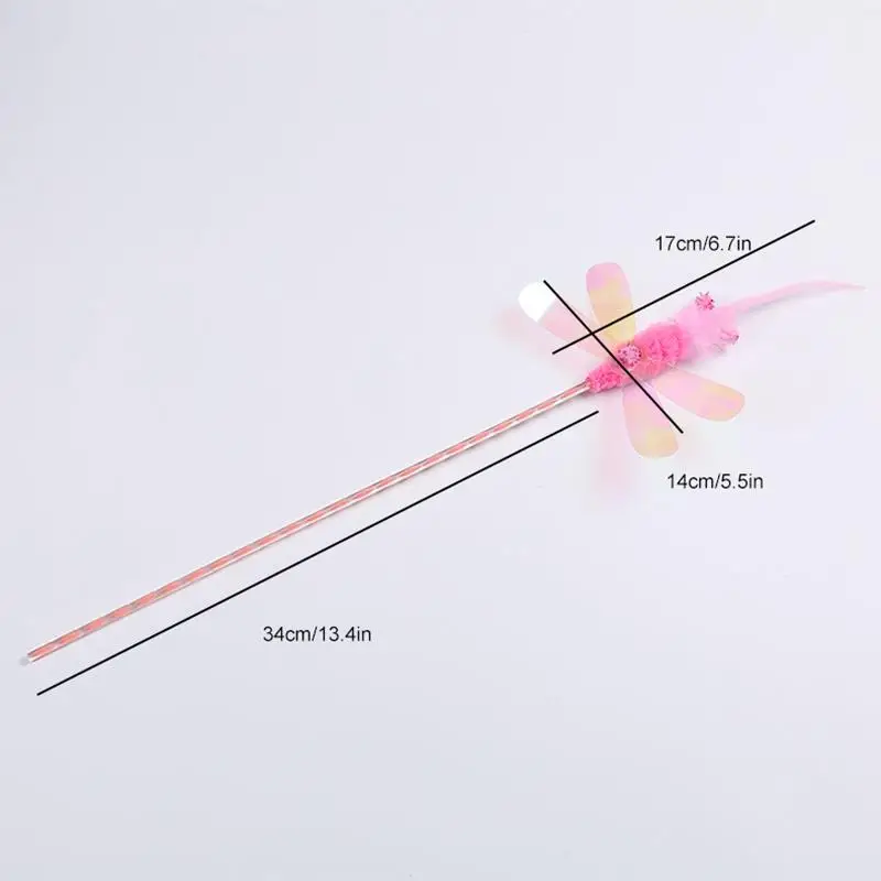 Cat Toys Cat Wand Pet Supplies Feather Dragonfly Sequins Cat Toy Wand Cat Teaser Wand Toys for Cats Kitten