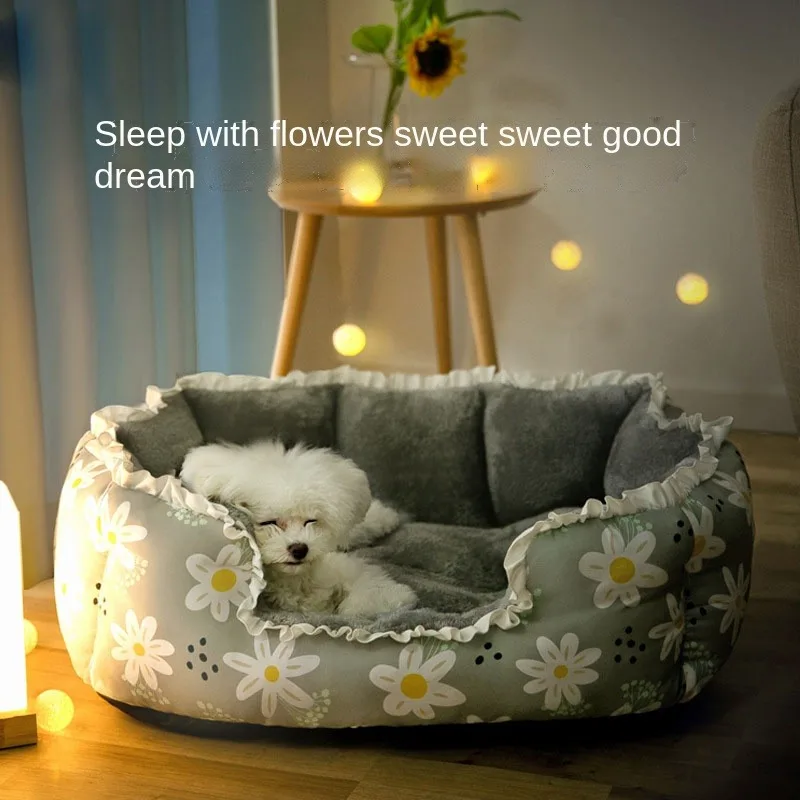 

In autumn and winter plus velvet flower kennel small dog dog dog dog bed kennel four seasons general cat bed dog house pet