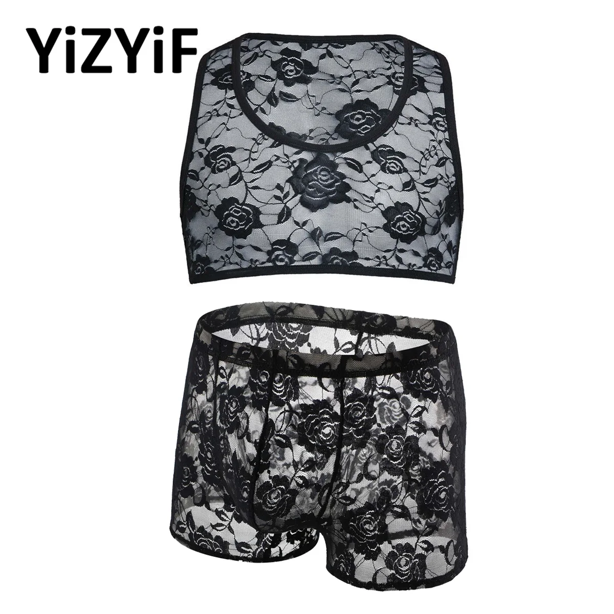 

Мужская кружевная сетчатая Просвечивающая футболка без рукавов, майка с трусиками, комплект детской одежды для сна, нижнее белье