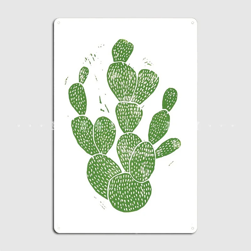 Linocut Cacti Metal Plaque Poster Pub Wall Decoration Poster Tin Sign Poster