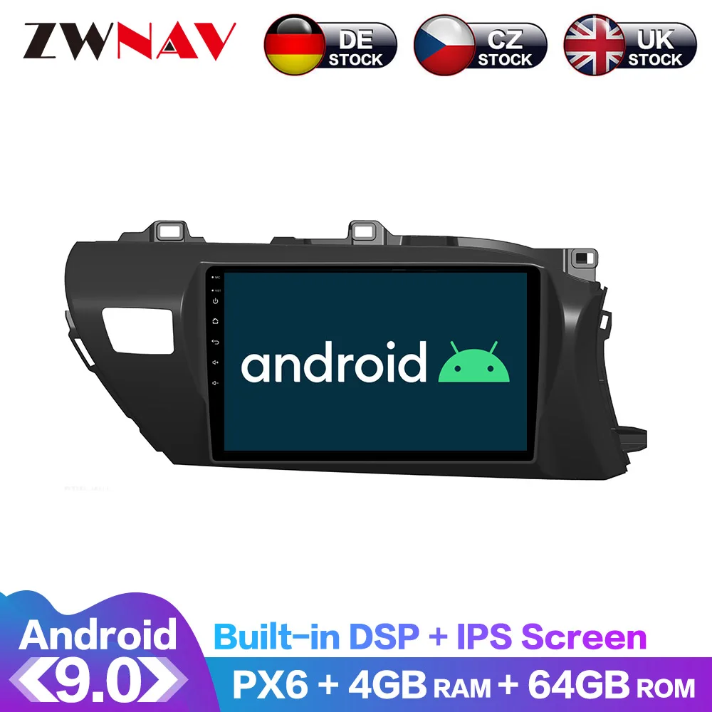 For Toyota Hilux Pick Up AN120 2015-2020 Android IPS Screen PX6 DSP Car No DVD GPS Multimedia Player Head Unit Radio Navi Audio