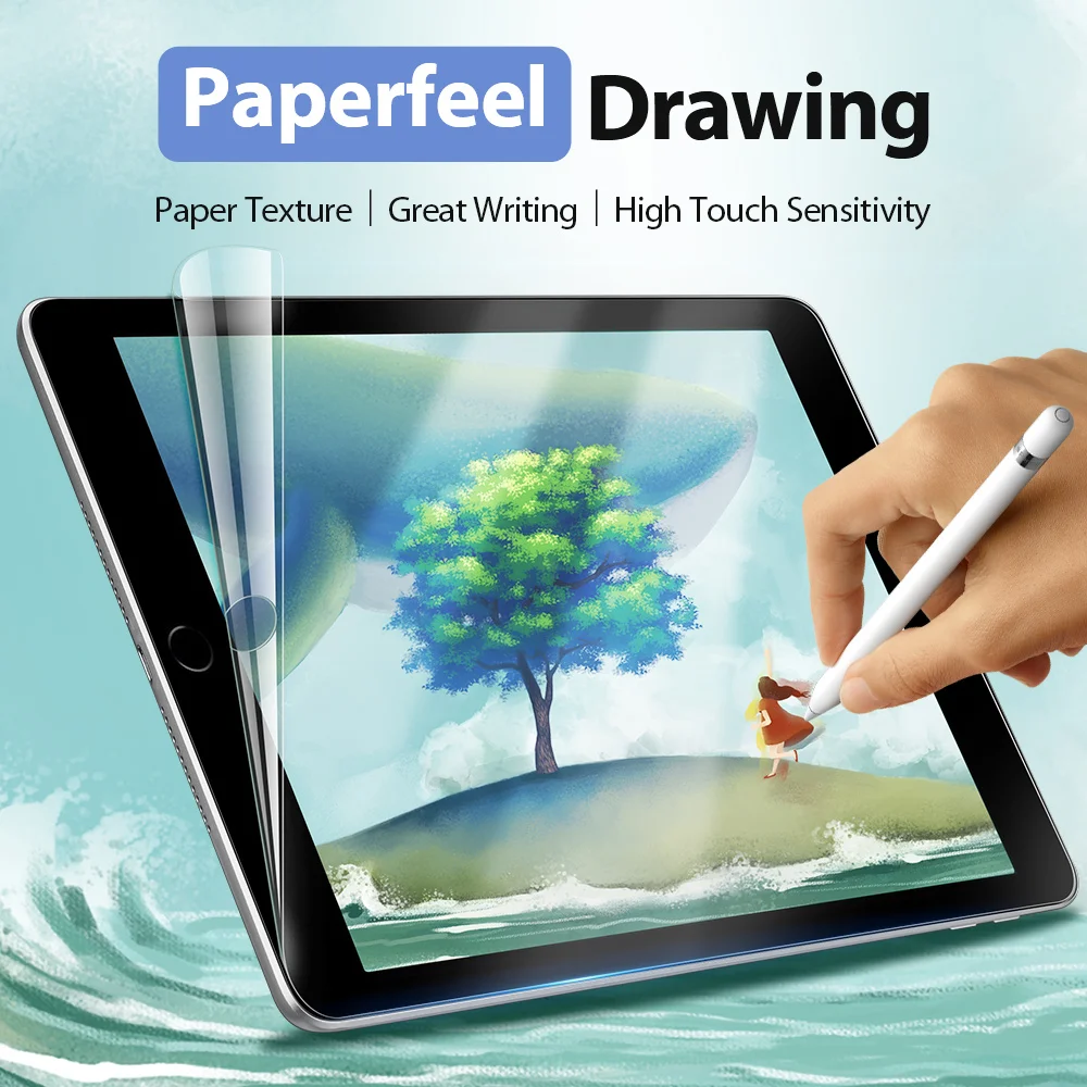 Paperfeel-Protector de pantalla para iPad 7/8 10,2, película protectora esmerilada de 0,15mm, suave, pintura de mascotas, Protector de pantalla táctil